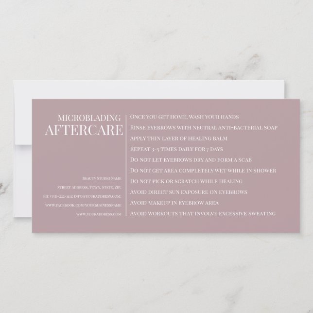 Eyebrow Microblading Aftercare Pastel Pink Thank You Card (Front)