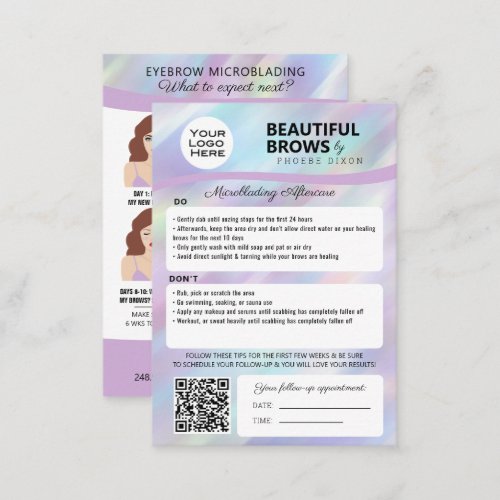 Eyebrow Microblading Brow Aftercare  Appointment  Business Card