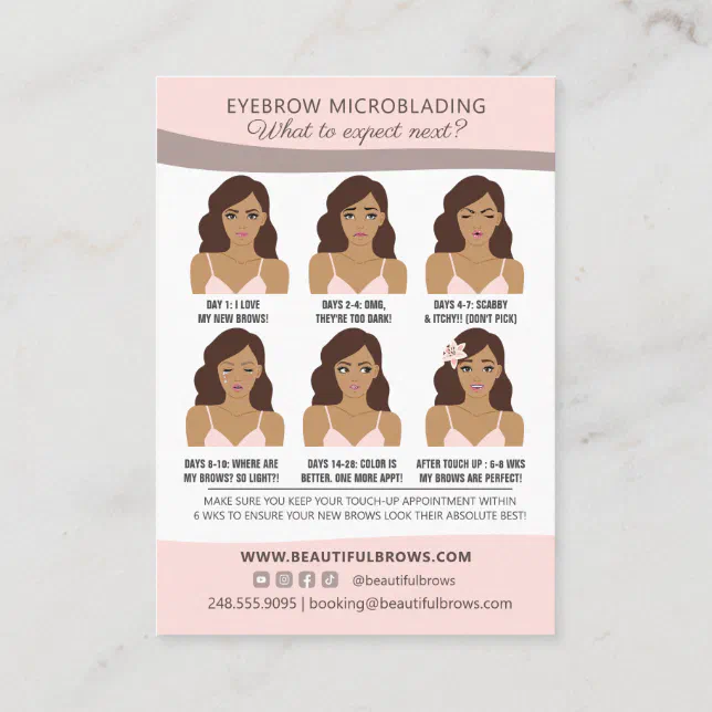 Eyebrow Microblading Brow Aftercare & Appointment Business Card | Zazzle