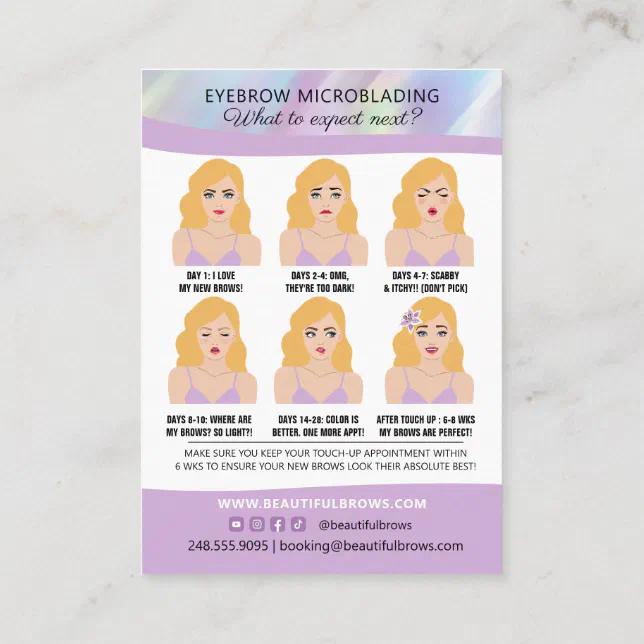 Eyebrow Microblading Brow Aftercare & Appointment Business Card | Zazzle