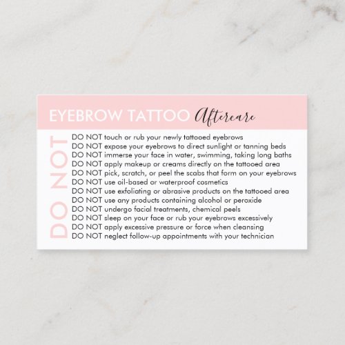 Eyebrow Tattoo Avoids Advices Aftercare Business Card