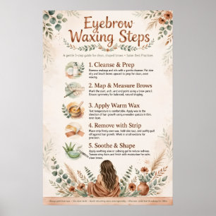 Eyebrow Waxing Steps Educational Poster