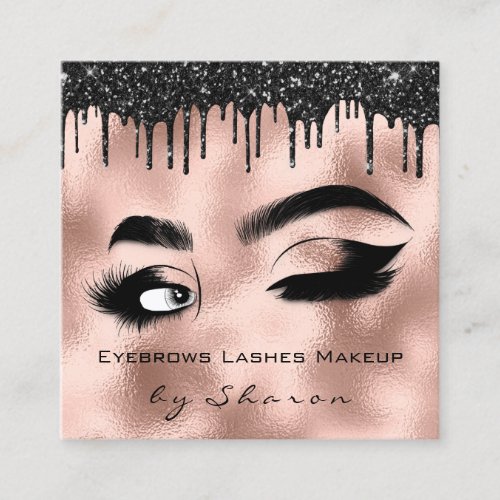 Eyebrows Lash Makeup Blush 6 Punches QR Code Logo  Square Business Card