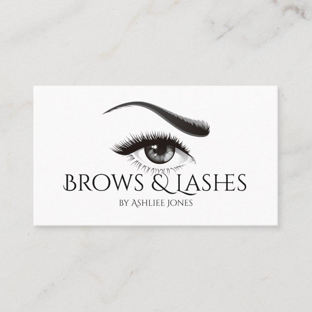 Eyebrows Microblading & Eyelash Extensions Salon Business Card (Front)