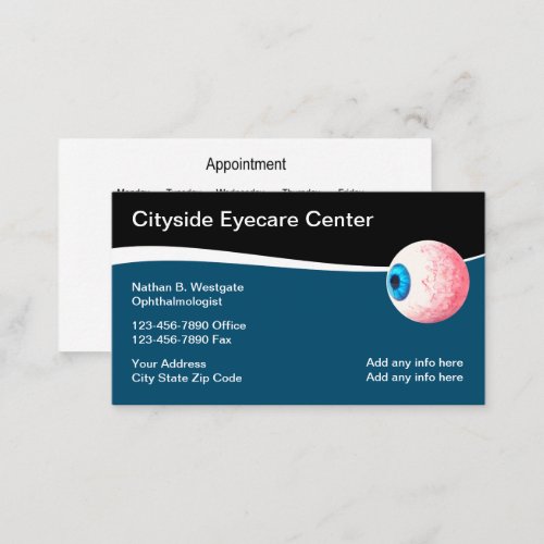 Eyecare Clinic Appointment And Ophthalmologist Business Card