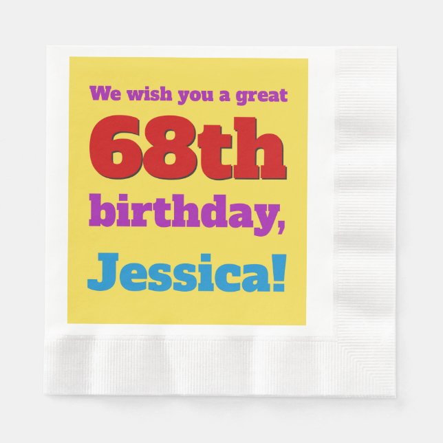 Eyecatching 68th Birthday Paper Napkins (Front)