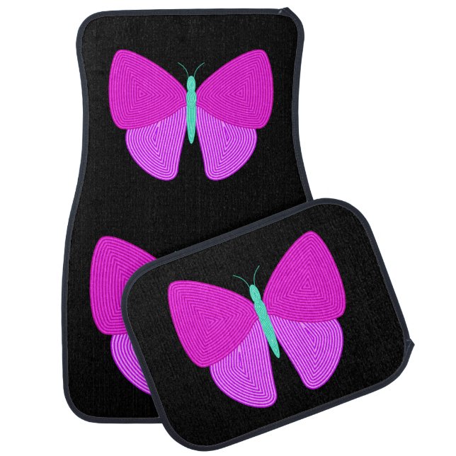 Eyecatching Artistic Line Pattern Butterfly Car Floor Mat (Set)