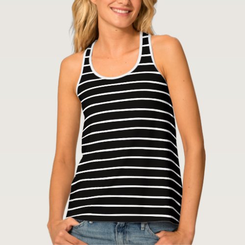 Eyecatching black and white stripe pattern tank top