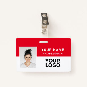 Eyecatching Red Corporate Employee Photo Name Tag Badge