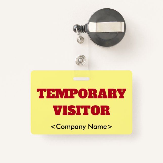 Eyecatching "TEMPORARY VISITOR" Badge (Back with Retractable)