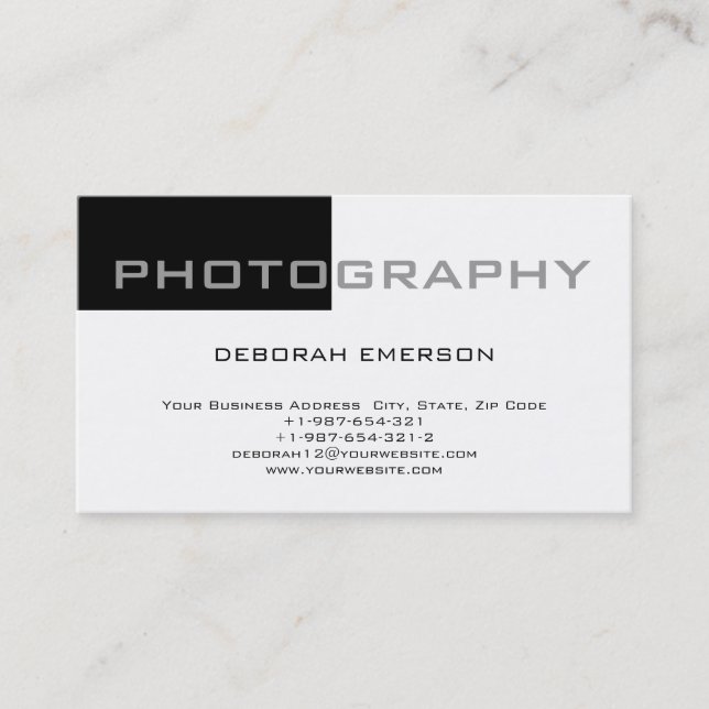 Eyecatching White Black Standard Business Card (Front)