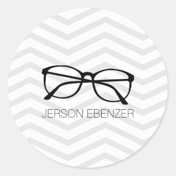 Eyeglass Reading Chevron Masculine Classic Round Sticker by thepapershoppe at Zazzle