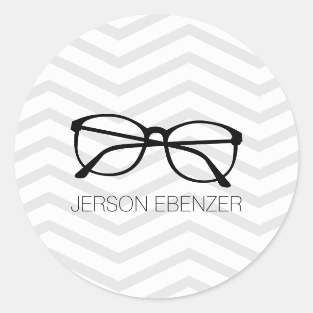Eyeglass Reading Chevron Masculine Classic Round Sticker (Front)