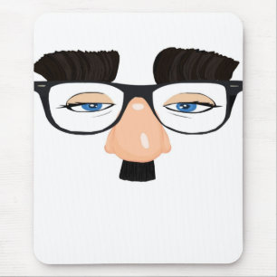 Eyeglasses and Face with Mustache Mouse Pad
