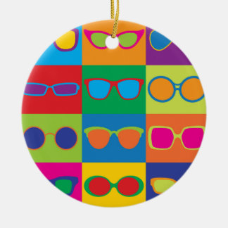 Eyeglasses Checkerboard Ceramic Ornament