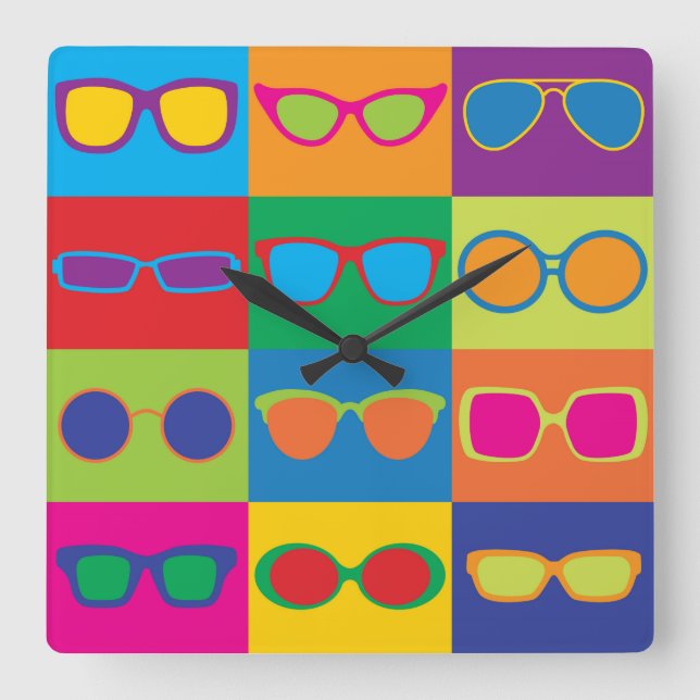 Eyeglasses Checkerboard Square Wall Clock (Front)