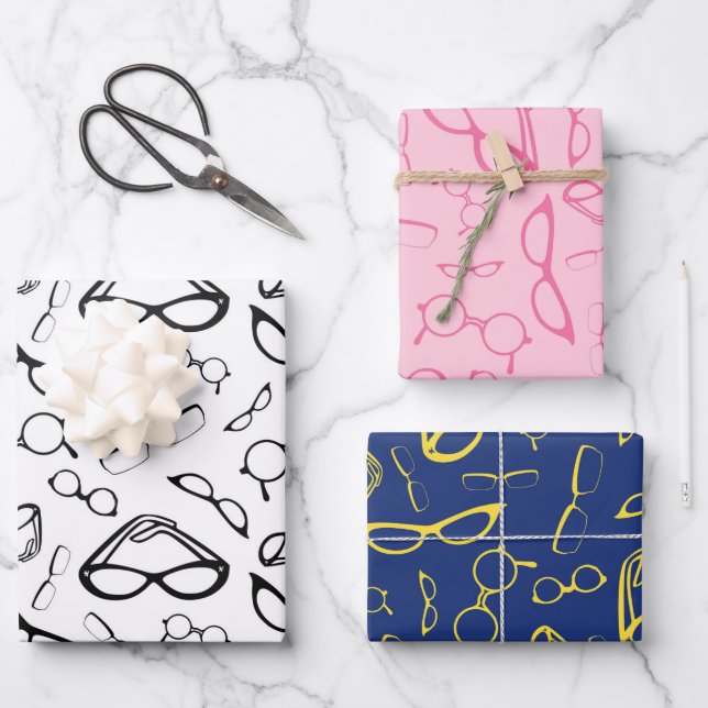 Eyeglasses Eyewear Frames Pattern Wrapping Paper Sheets (Front)