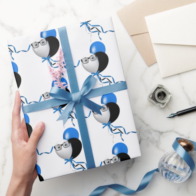 Eyeglasses On Balloon Bouquet  Wrapping Paper (Gifting)