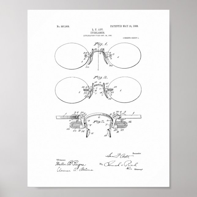 Eyeglasses Patent Poster (Front)