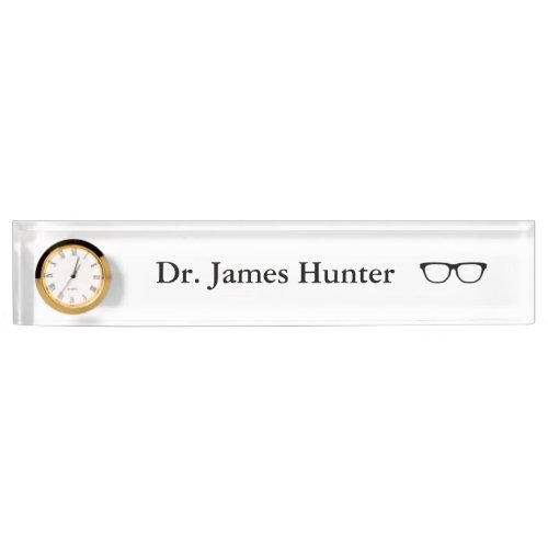 Eyeglasses Personalized Nameplate wClock