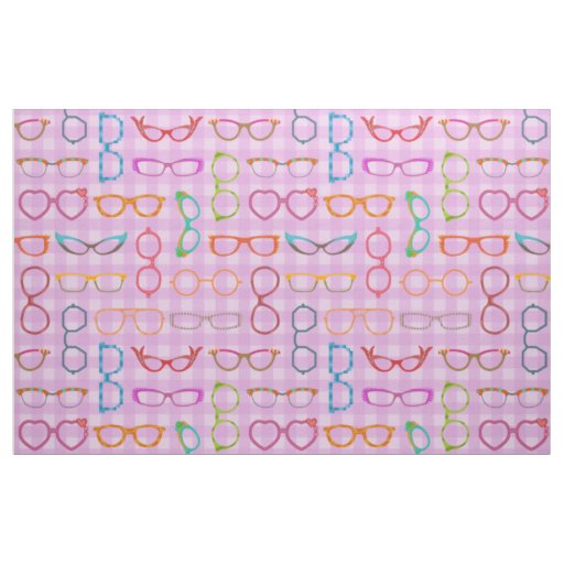 Eyeglasses Retro Modern Hipster Purple Gingham Fabric