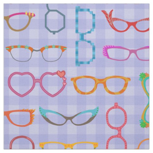 Eyeglasses Retro Modern Hipster Violet Gingham Fabric