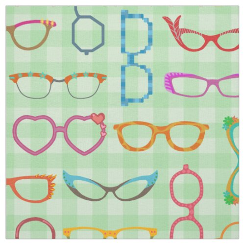 Eyeglasses Retro Modern Hipster with Green Gingham Fabric