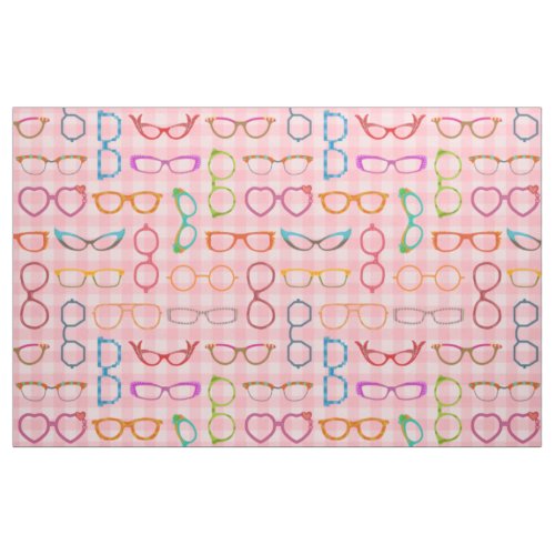 Eyeglasses Retro Modern Hipster with Pink Gingham Fabric
