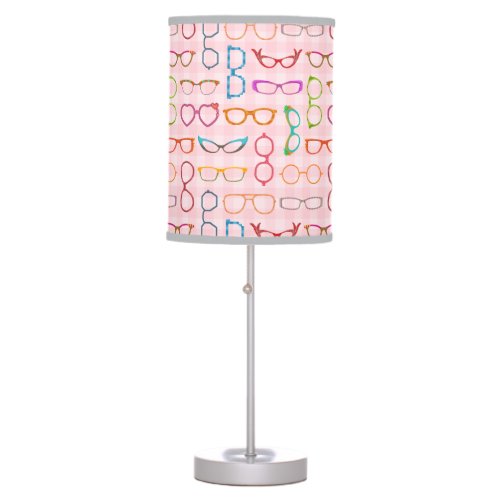Eyeglasses Retro Modern Hipster with Pink Gingham Table Lamp