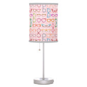 Eyeglasses Retro Modern Hipster with Pink Gingham Table Lamp (Right)