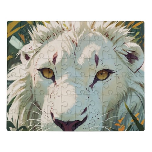 Eyeing The Prize Catch_ Rare White Lion  Jigsaw Puzzle