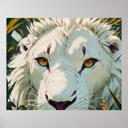 Eyeing The Prize Catch_ Rare White Lion  Poster