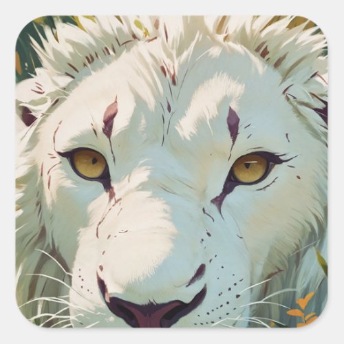 Eyeing The Prize Catch_ Rare White Lion  Square Sticker