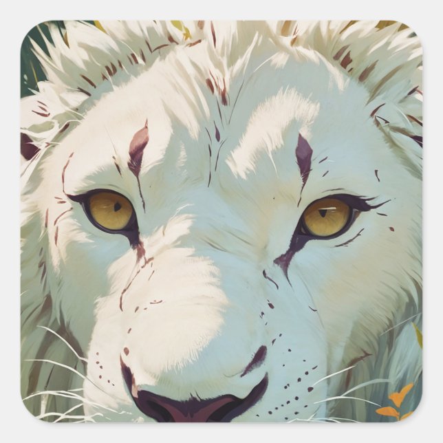 Eyeing The Prize Catch- Rare White Lion  Square Sticker (Front)