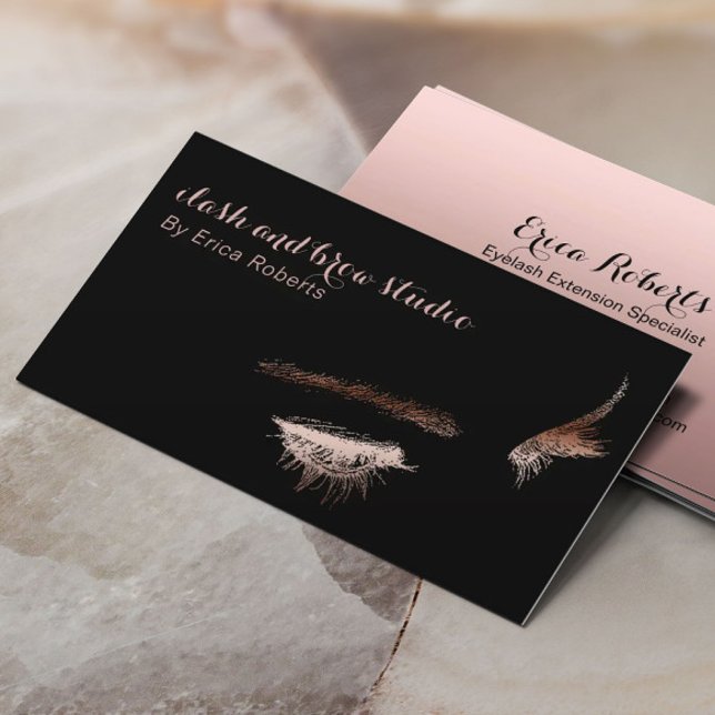 Eyelash & Brow Makeup Artist Rose Gold Foil Business Card (Creator Uploaded)