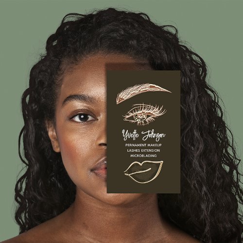  Eyelash Brow Makeup Logo QR Code Lip Rose Brown Business Card