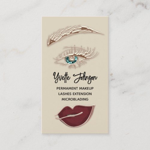  Eyelash Brow Makeup Logo QR Code Lip Rose Green  Business Card