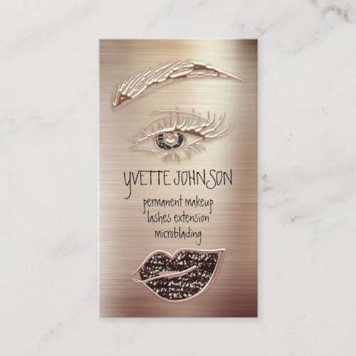 Eyelash Brow Makeup Logo QRCode Lip Rose Black  Business Card