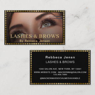 Eyelash Brow Makeup Logo QRCode Lip Rose Glitter Business Card