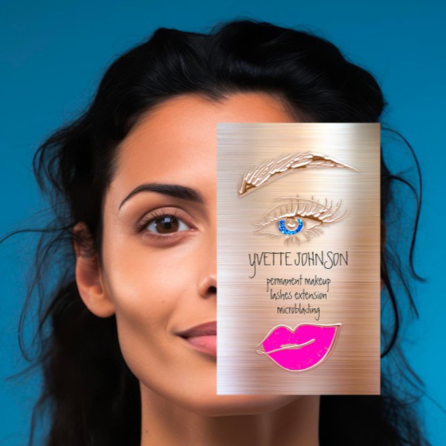 Eyelash Brow Makeup Logo QRCode Lip Rose Red Pink Business Card (Eyelash Brow Makeup Logo QRCode Lip Rose Red Pink Business Card)