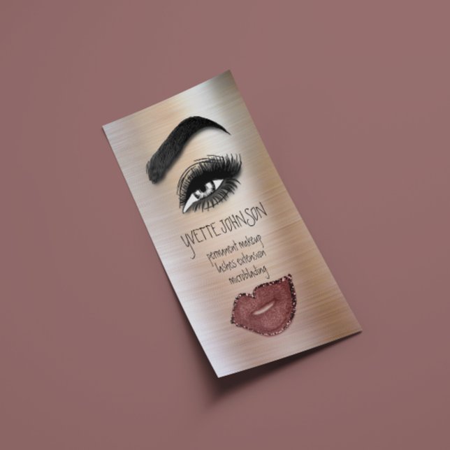 Eyelash Brow Makeup Logo QRCode Lip Rose Skin Business Card (Eyelash Brow Makeup Logo QRCode Lip Rose Skin Business Card)