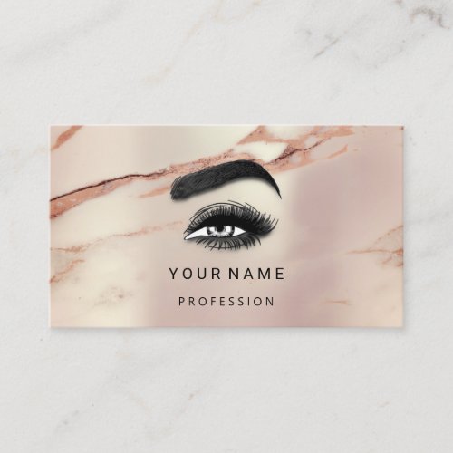 Eyelash Brow Makeup Marble Rose Gold QR Copper Business Card