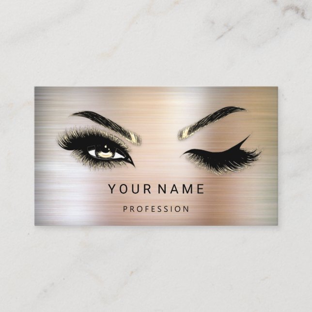 Eyelash Brow Microblade. QR CODE Logo Rose Smoky Business Card (Front)