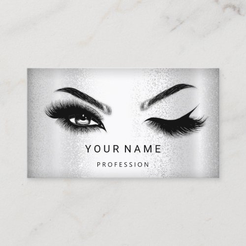 Eyelash Brow Microblade QR CODE Logo Silver Gray Business Card