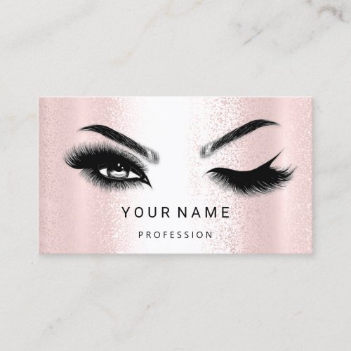 Eyelash Brow Microblade QR CODE Logo Silver Pink Business Card