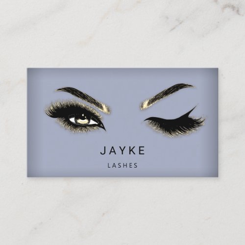 Eyelash Brow Microblade QR Logo Smoky Blue Business Card