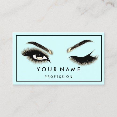  Eyelash Brows Microblade QR CODE Logo Aqua Blue Business Card