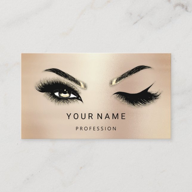 Eyelash Brows Microblade. QR CODE Logo Blush Business Card (Front)