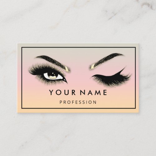  Eyelash Brows Microblade QR CODE Logo Coral Business Card