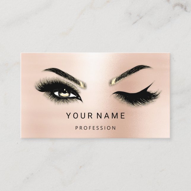 Eyelash Brows Microblade. QR CODE Logo Rose Business Card (Front)